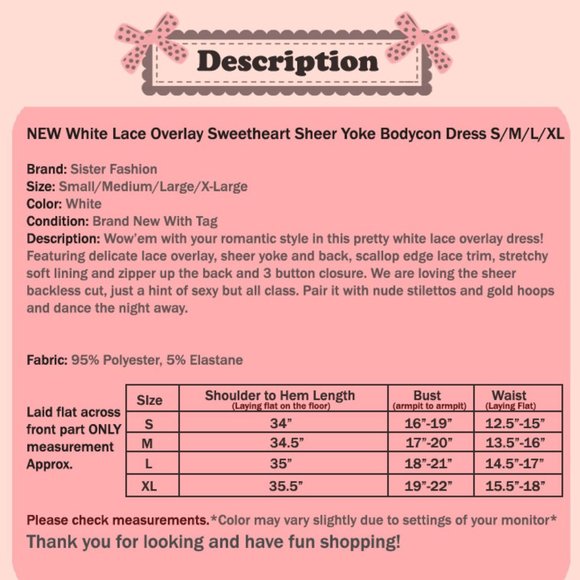 White Romantic Lace Cutout Back Cute Bodycon Dress - Picture 8 of 8